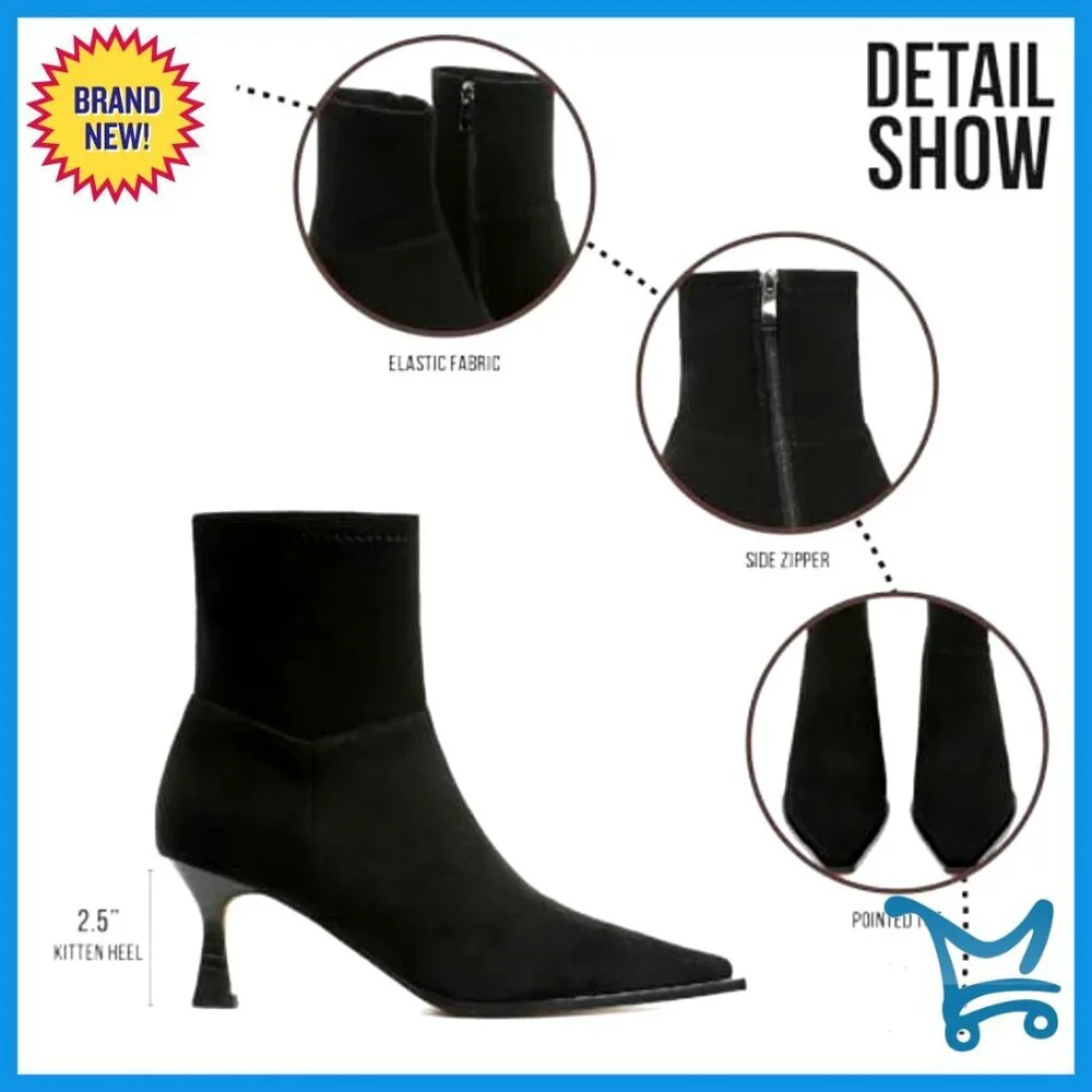 Women's Ankle Boots Stiletto Heel Pointed Toe Side Zipper Dress Boots